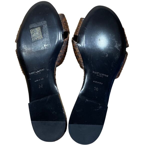 Saint Laurent Snake Skin Bianca Slides Women's Size 36 (US 6) Floor Model NEW - Picture 6 of 7